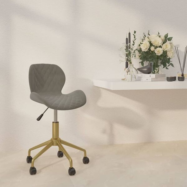 vidaXL Chaise pivotante de bureau Gris clair Velours