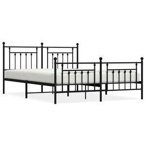 vidaXL Cadre de lit m&eacute;tal sans matelas avec pied de lit noir 183x213cm