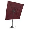 vidaXL Parasol de jardin &agrave; 4 niveaux m&acirc;t en aluminium rouge bordeaux