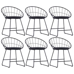 vidaXL Chaises &agrave; manger similicuir lot de 6 noir acier