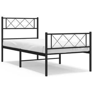 vidaXL Cadre de lit m&eacute;tal sans matelas avec pied de lit noir 100x190cm