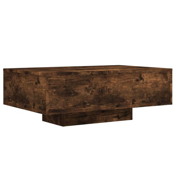 vidaXL Table basse avec lumi&egrave;res LED ch&ecirc;ne fum&eacute; 85x55x31 cm