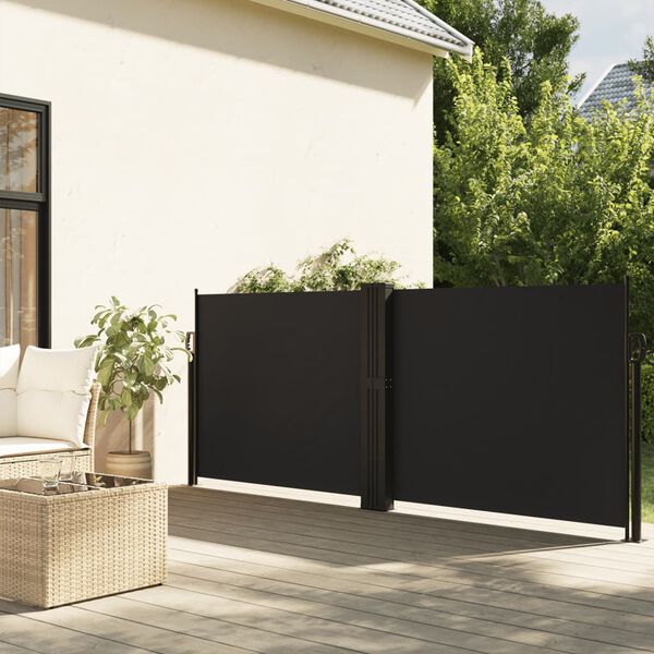 vidaXL Auvent lat&eacute;ral r&eacute;tractable noir 140x1200 cm