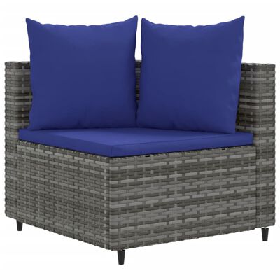 vidaXL Salon de jardin avec coussins 10 pcs gris résine tressée