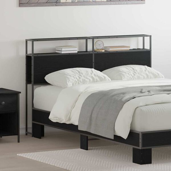 vidaXL T&ecirc;te de lit de rangement Ch&ecirc;ne noir 135 cm Bois d'ing&eacute;nierie