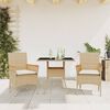 vidaXL Ensemble &agrave; manger de jardin et coussins 3 pcs beige rotin verre