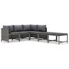vidaXL Salon de jardin 6 pcs avec coussins R&eacute;sine tress&eacute;e Gris