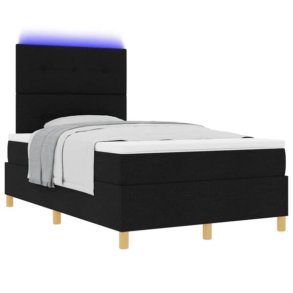 vidaXL Lit &agrave; ressort LED avec matelas Noir 120 x 190 cm tissu
