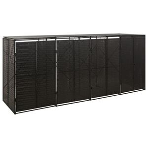 vidaXL Abri pour poubelle quadruple Noir 274x80x117 cm R&eacute;sine tress&eacute;e