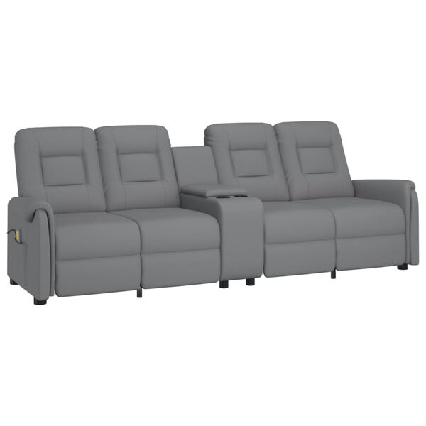vidaXL Fauteuil de massage inclinable porte-gobelet 4 places gris