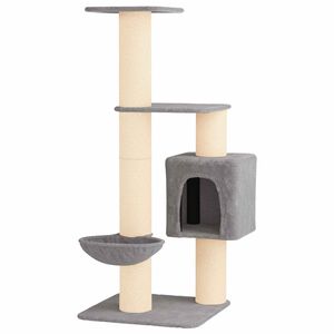 vidaXL Arbre &agrave; chat avec poteaux &agrave; griffer en sisal Gris clair 137 cm