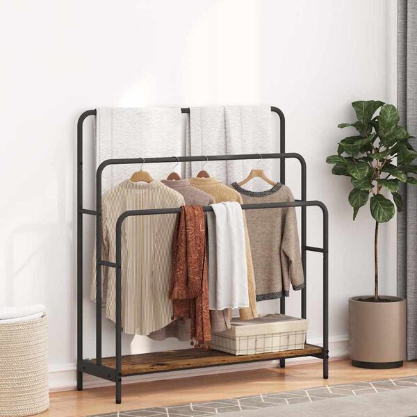 vidaXL Porte-v&ecirc;tements avec &eacute;tag&egrave;re Bois ancien 90 x 30 x 100,5 cm