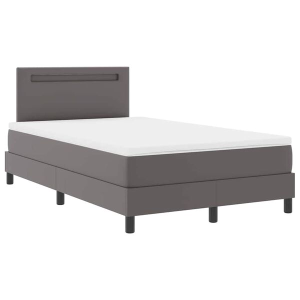 vidaXL Lit &agrave; ressorts avec matelas Gris 120 x 200 cm Simili cuir
