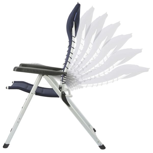 Campart Travel Chaises de camping lot de 2 Novara Bleu 68x43,5x120 cm