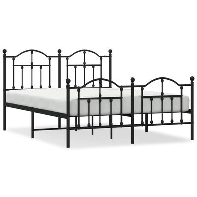 vidaXL Cadre de lit métal sans matelas avec pied de lit noir 140x190cm