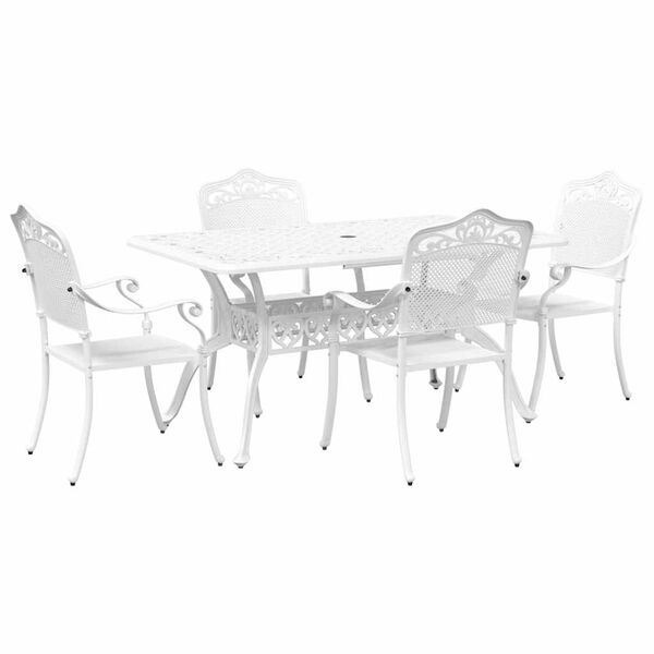 vidaXL Ensemble de salle &agrave; manger pour jardin 5 pcs Blanc Aluminium