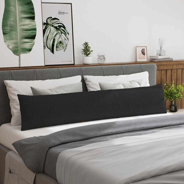 vidaXL Coussins de canapé 2 pcs Noir 200 x 40 cm tissu