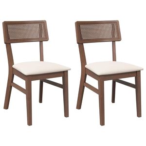 vidaXL Chaises &agrave; manger coussins 2 pcs marron bois massif caoutchouc
