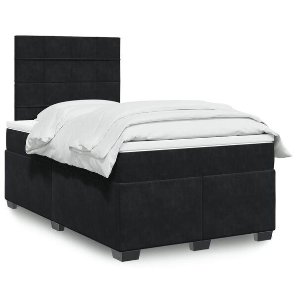 vidaXL Sommier &agrave; lattes de lit avec matelas noir 120x190 cm velours