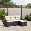 vidaXL Salon de jardin 4 pcs avec coussins noir r&eacute;sine tress&eacute;e
