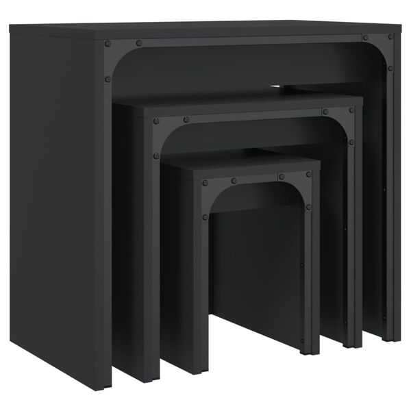 vidaXL Tables basses gigognes 3 pcs noir bois d'ing&eacute;nierie