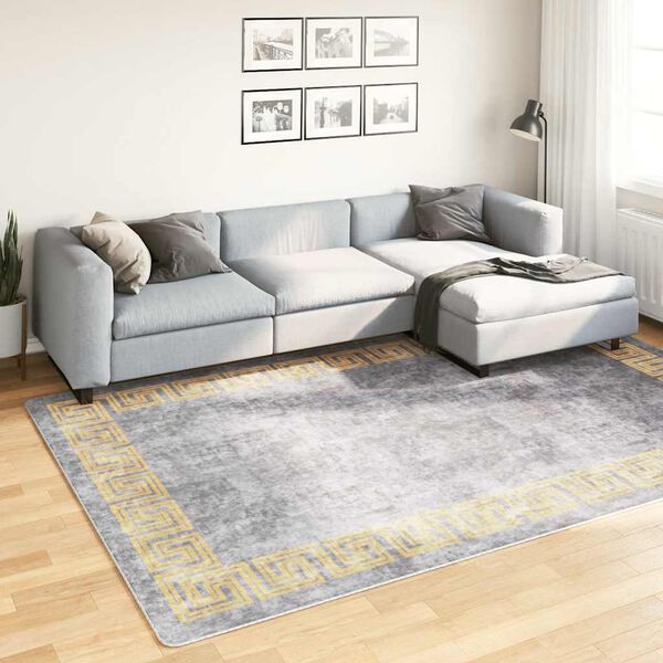 vidaXL Tapis lavable antidérapant 190x300 cm gris