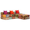 vidaXL Pouf modulaire à 3 places Patchwork Tissu