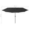 vidaXL Parasol de jardin avec lumi&egrave;res LED et m&acirc;t en m&eacute;tal 400 cm noir