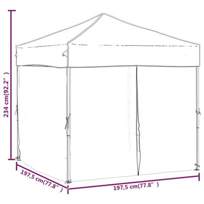 vidaXL Tente de réception pliable avec parois Taupe 2x2 m