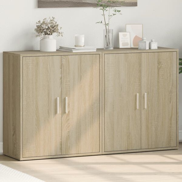 vidaXL Buffets 2 pcs chêne sonoma 60x31x70 cm bois d'ingénierie