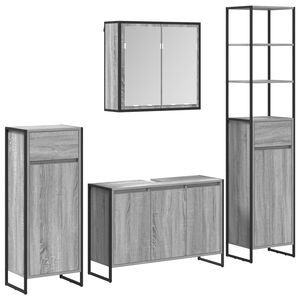 vidaXL Ensemble de mobilier de salle de bain 4 pi&egrave;ces Gris Sonoma
