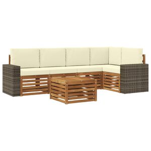 vidaXL Ensemble de canap&eacute;s d'ext&eacute;rieur 6 pc Naturel et Cr&egrave;me Polyester