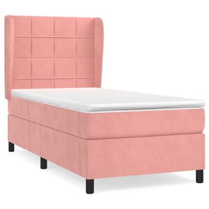 vidaXL Sommier &agrave; lattes de lit avec matelas Rose 90x190 cm Velours