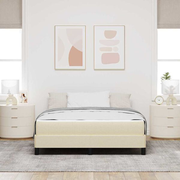 vidaXL Lit &agrave; ressorts avec matelas Cr&egrave;me 140 x 200 cm tissu