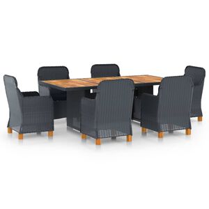 vidaXL Ensemble &agrave; manger d'ext&eacute;rieur 7pcs et coussins r&eacute;sine tress&eacute;e