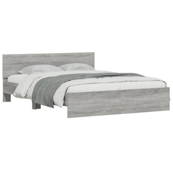 vidaXL Cadre de lit sans matelas sonoma gris 140x190 cm