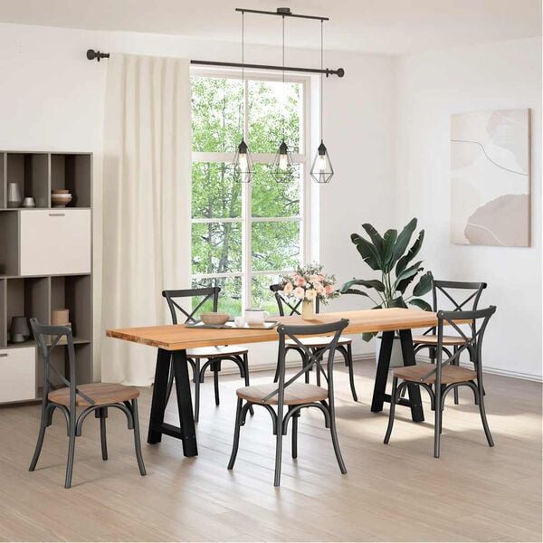 vidaXL Pieds de table &agrave; manger en forme de A, 2 pi&egrave;ces, noir, 50 x (72-73) cm, acier