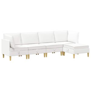 vidaXL Canap&eacute; modulaire avec rangement 5 pcs Blanc Tissu