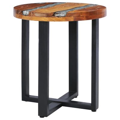 vidaXL Table basse 40x45 cm Bois de teck massif et polyrésine