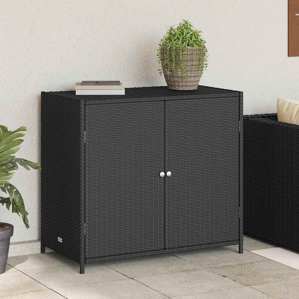 vidaXL Armoire de rangement de jardin noir 83x45x76 cm r&eacute;sine tress&eacute;e