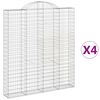 vidaXL Paniers &agrave; gabions arqu&eacute;s 4 pcs 200x30x220/240 cm fer galvanis&eacute;