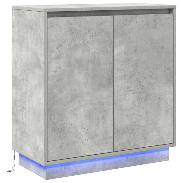 vidaXL Buffet LED Gris b&eacute;ton 71 x 34,5 x 75 cm Bois d'ing&eacute;nierie
