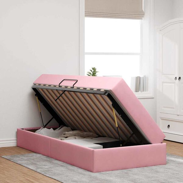 vidaXL Lit avec rangement et matelas Rose 90 x 190 cm Velours