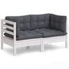 vidaXL Canap&eacute; 2 places de jardin avec coussins anthracite Bois de pin