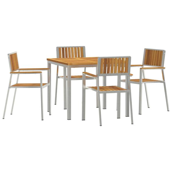 vidaXL Ensemble de repas extérieur 5 pcs Marron Bois d'Acacia Massif
