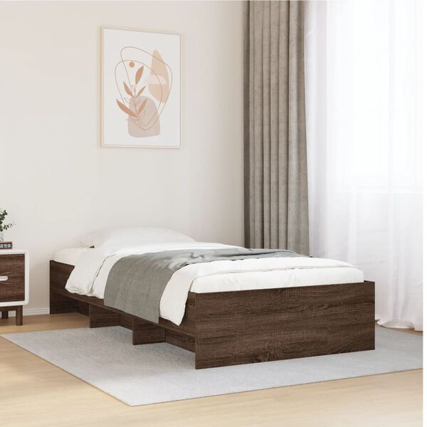 vidaXL Cadre de lit sans matelas ch&ecirc;ne marron 90x200cm bois ing&eacute;nierie