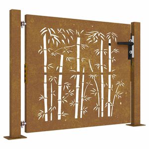 vidaXL Portail de jardin 100x75 cm en acier Corten et bambou