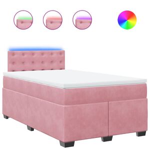 vidaXL Sommier &agrave; lattes de lit avec matelas Rose 120x200 cm Velours