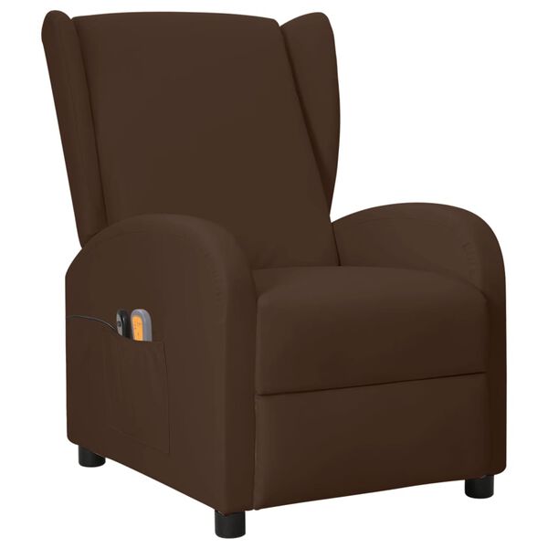 vidaXL Fauteuil de massage &eacute;lectrique &agrave; oreilles Marron Similicuir