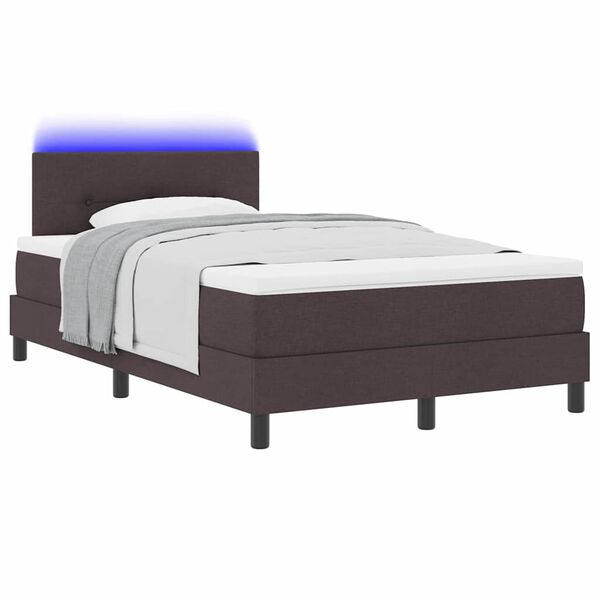 vidaXL Lit &agrave; ressorts avec matelas Marron fonc&eacute; 120 x 190 cm tissu